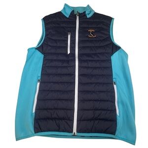 Sunderland Of Scotland Vest Men Large Blue Golf Performance Full Zip Padded Logo